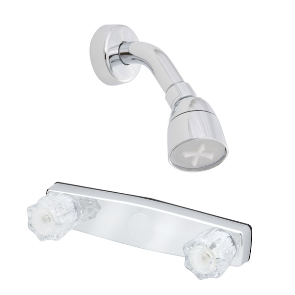 American Brass J59 RV Metal Shower Valve With Crystal Handles And Shower Head - 8", Chrome J59 - main